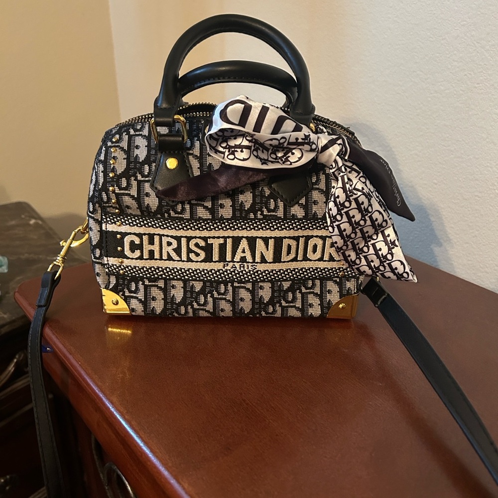 Fashion Black & White Logo Canvas Mini Tote.